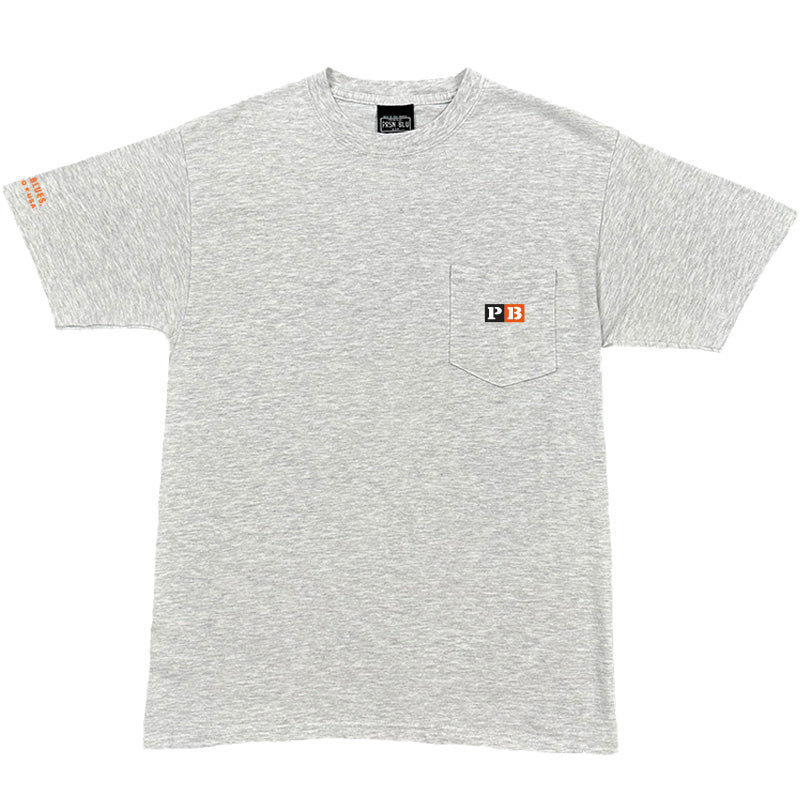 T-shirt w/Pocket and White/Black/Orange Letter Block Logo