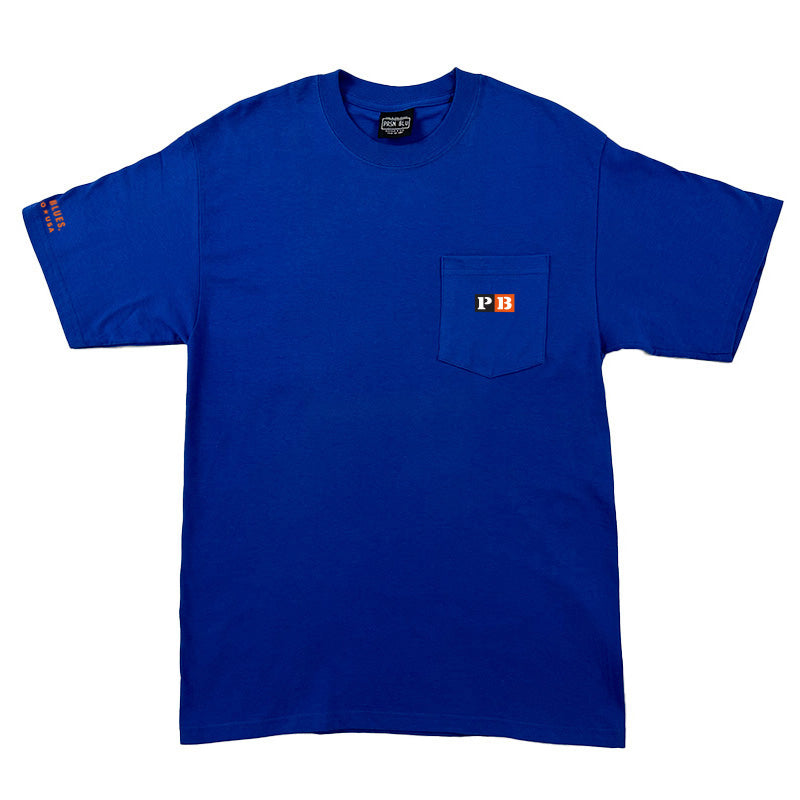 T-shirt w/Pocket and White/Black/Orange Letter Block Logo