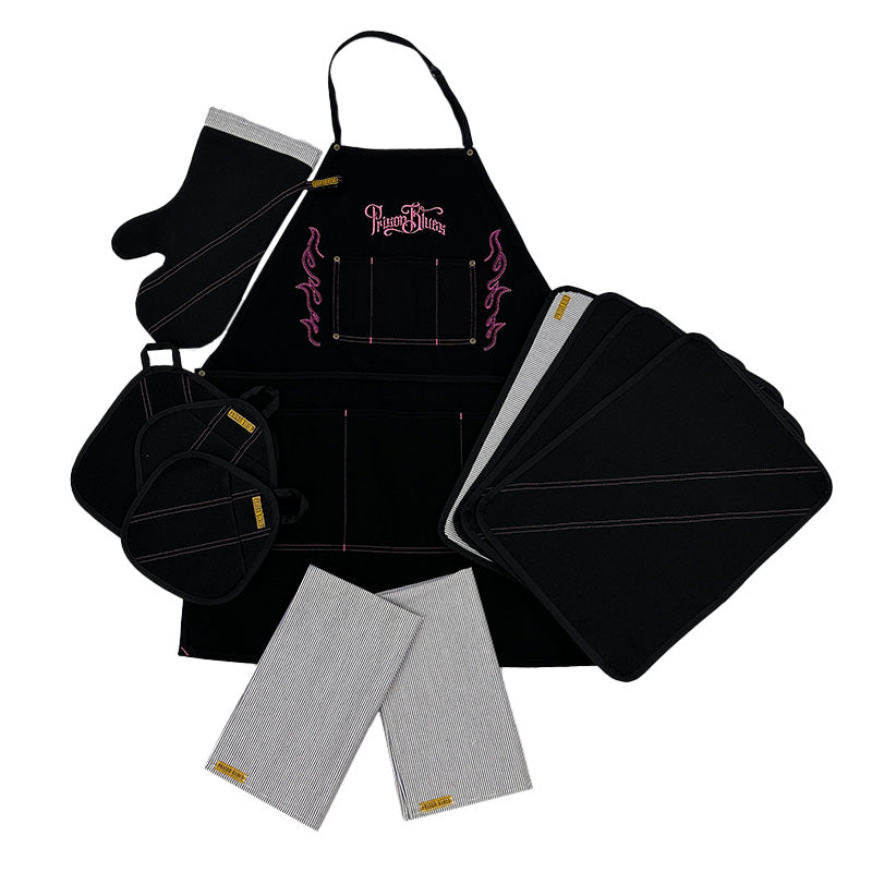 BBQ Gift Set, 2 Hickory Hand Towels, 1 Large Pot Holder, 2 Small Pot Holders, 4 Place Mats