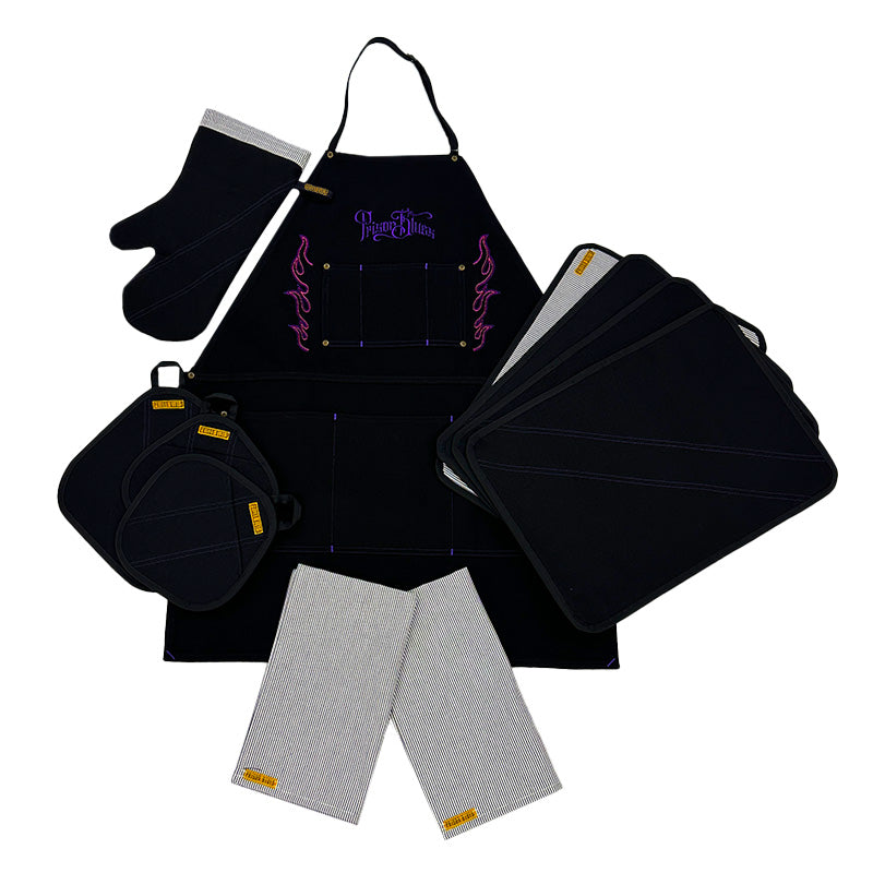 BBQ Gift Set, 2 Hickory Hand Towels, 1 Large Pot Holder, 2 Small Pot Holders, 4 Place Mats