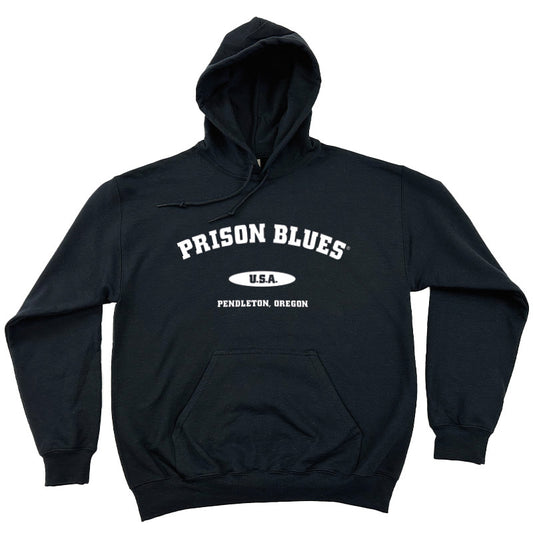 Pull Over Hooded Sweatshirt Black w/White Varsity Logo