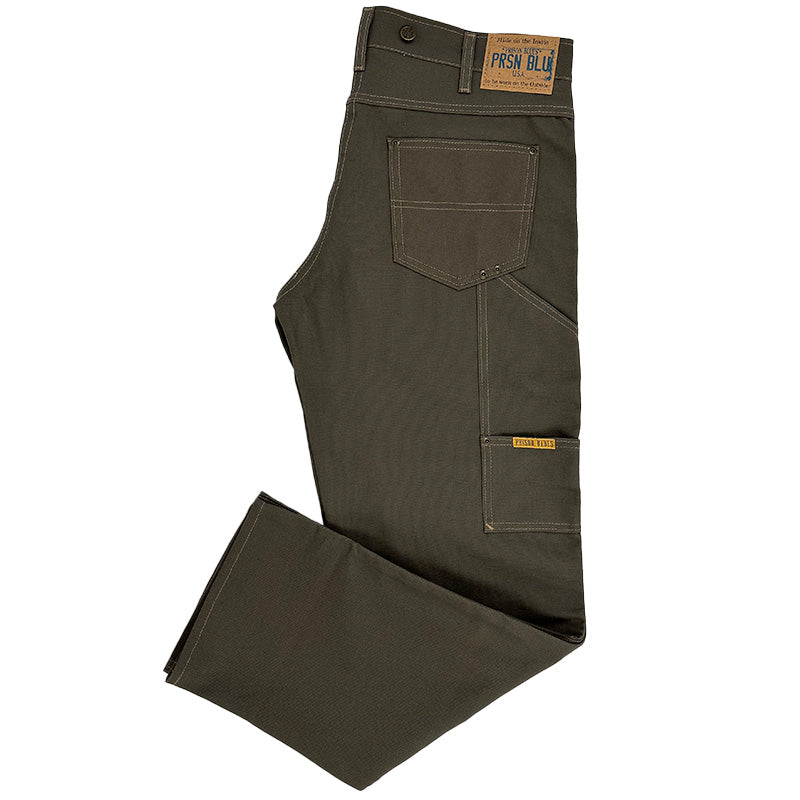 Double Knee Jeans with buttons Rinsed Olive