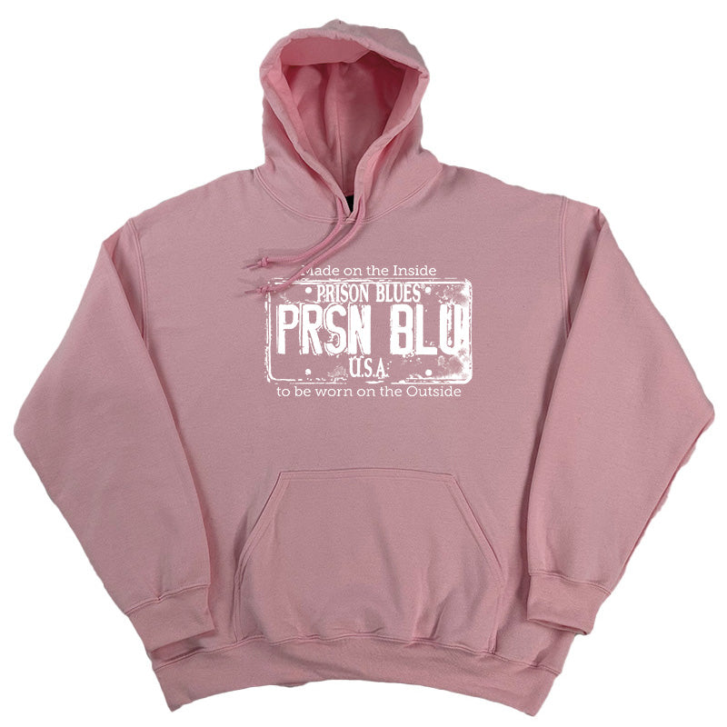 Pull Over Hooded Sweatshirt Light Pink w/White USA Plate Logo
