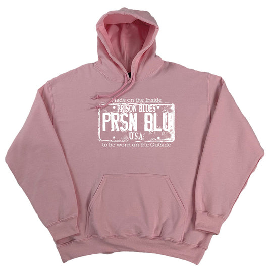 Pull Over Hooded Sweatshirt Light Pink w/White USA Plate Logo