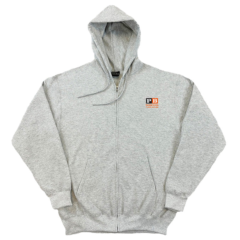 Pull Over Hooded Sweatshirt Light Steel (Ash) w/White, Black, and Orange Letter Block Logo