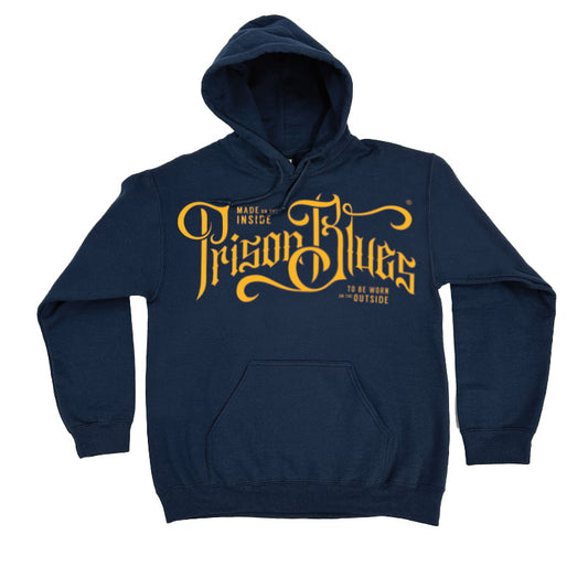 Pull Over Hooded Sweatshirt Navy w/ Gold Script Logo