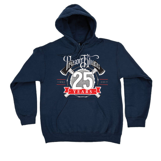 Pull Over Hooded Sweatshirt Navy w/White and Scarlet Red 25th Anniversary